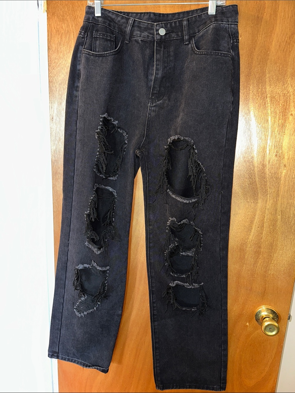 SHEIN Black torn wide leg jeans